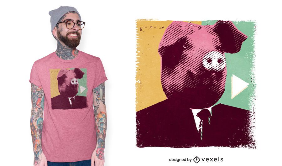 Design de t-shirt de cabeça de porco Design de t-shirt de cabeça de porco