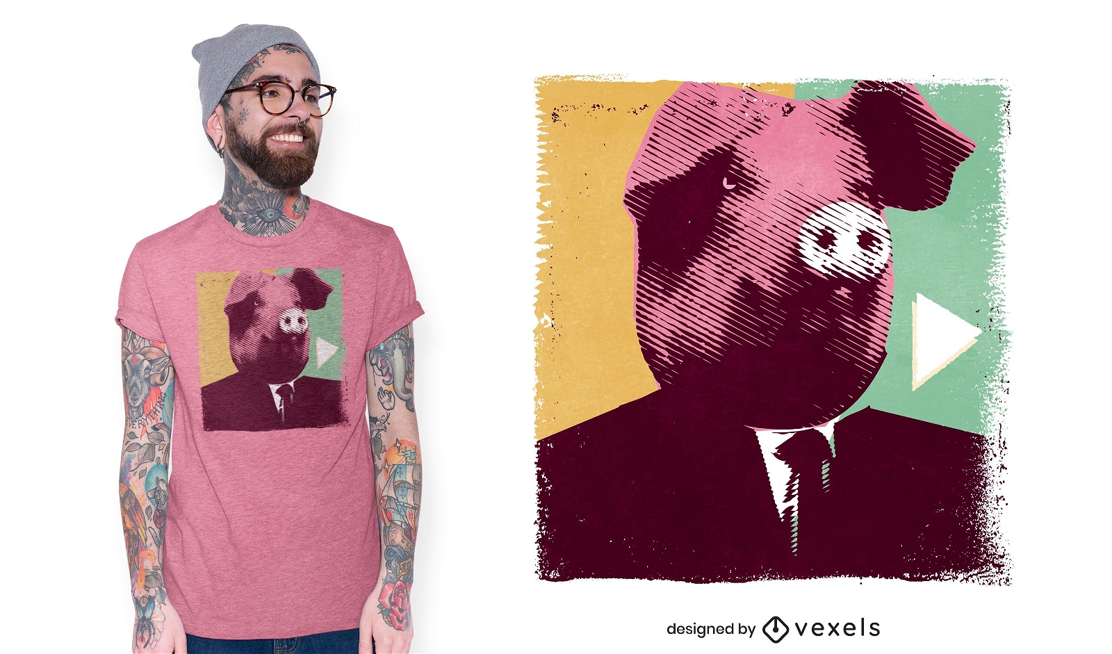 Diseño de camiseta de cabeza de cerdo