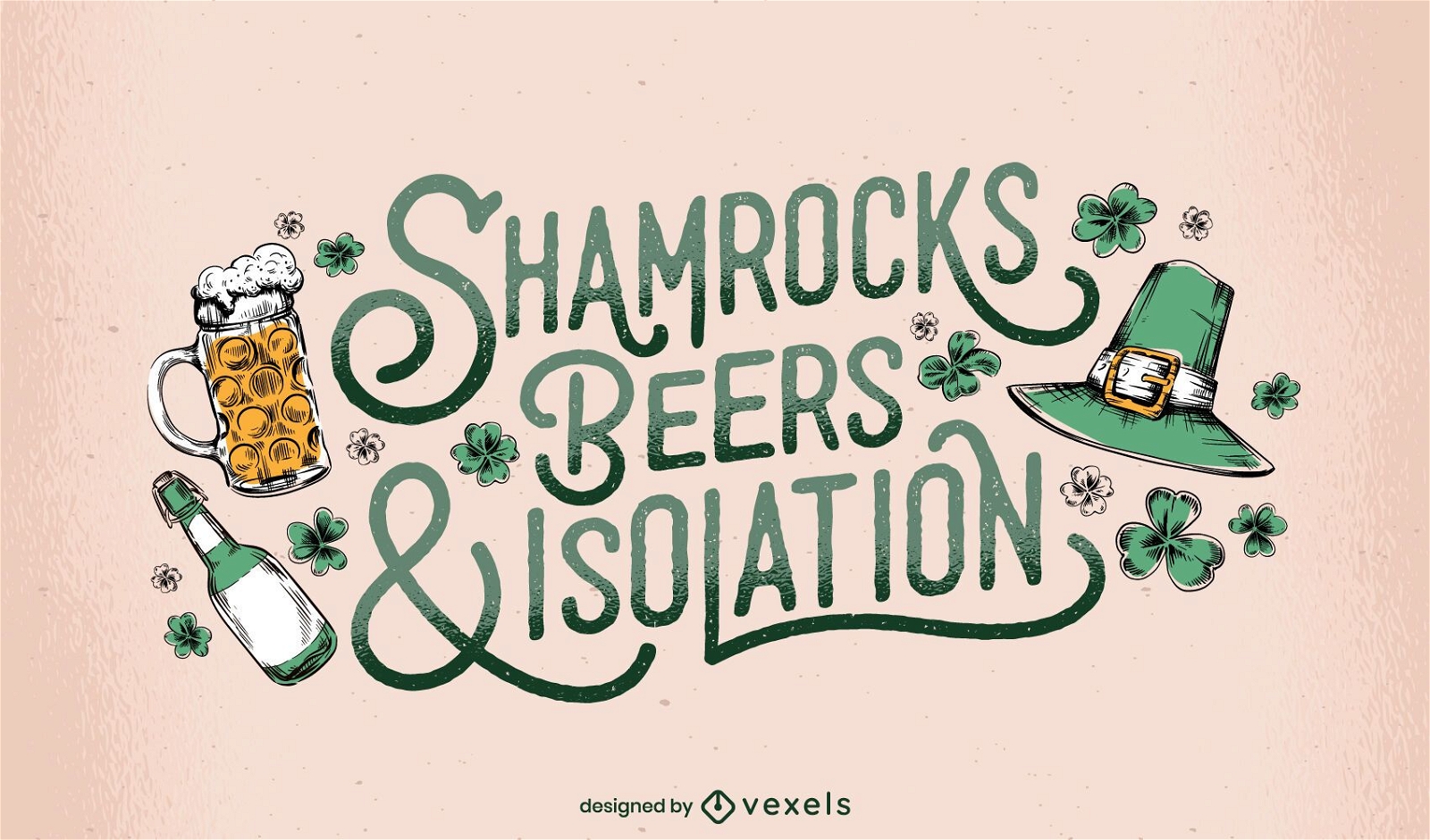 St Patricks shamrocks lettering