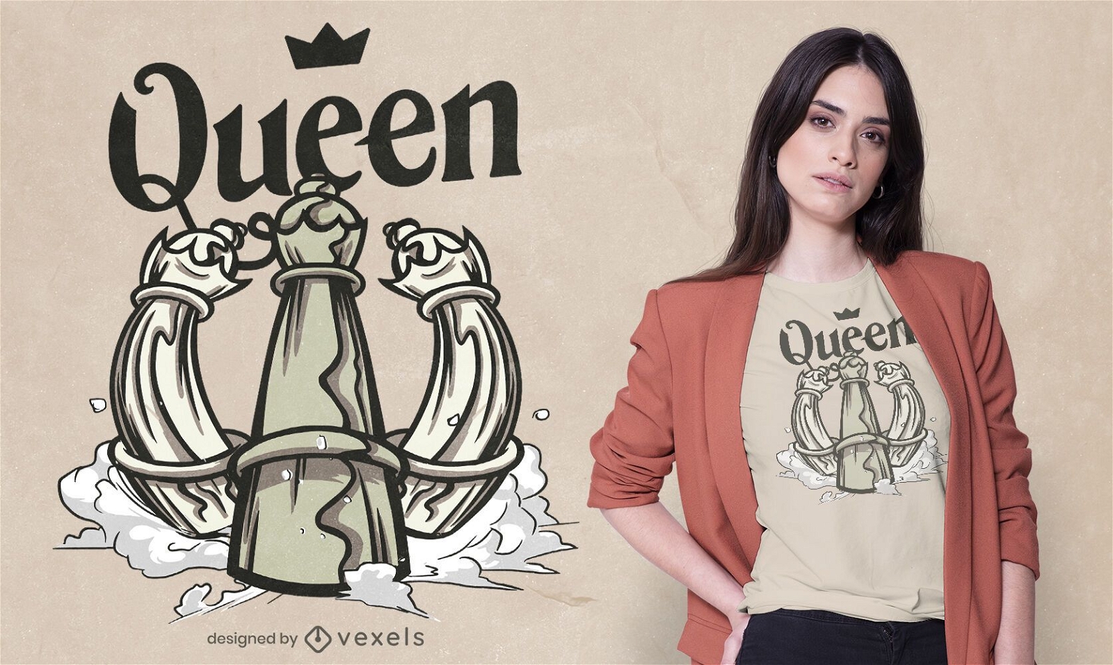 Design de camiseta rainha do xadrez