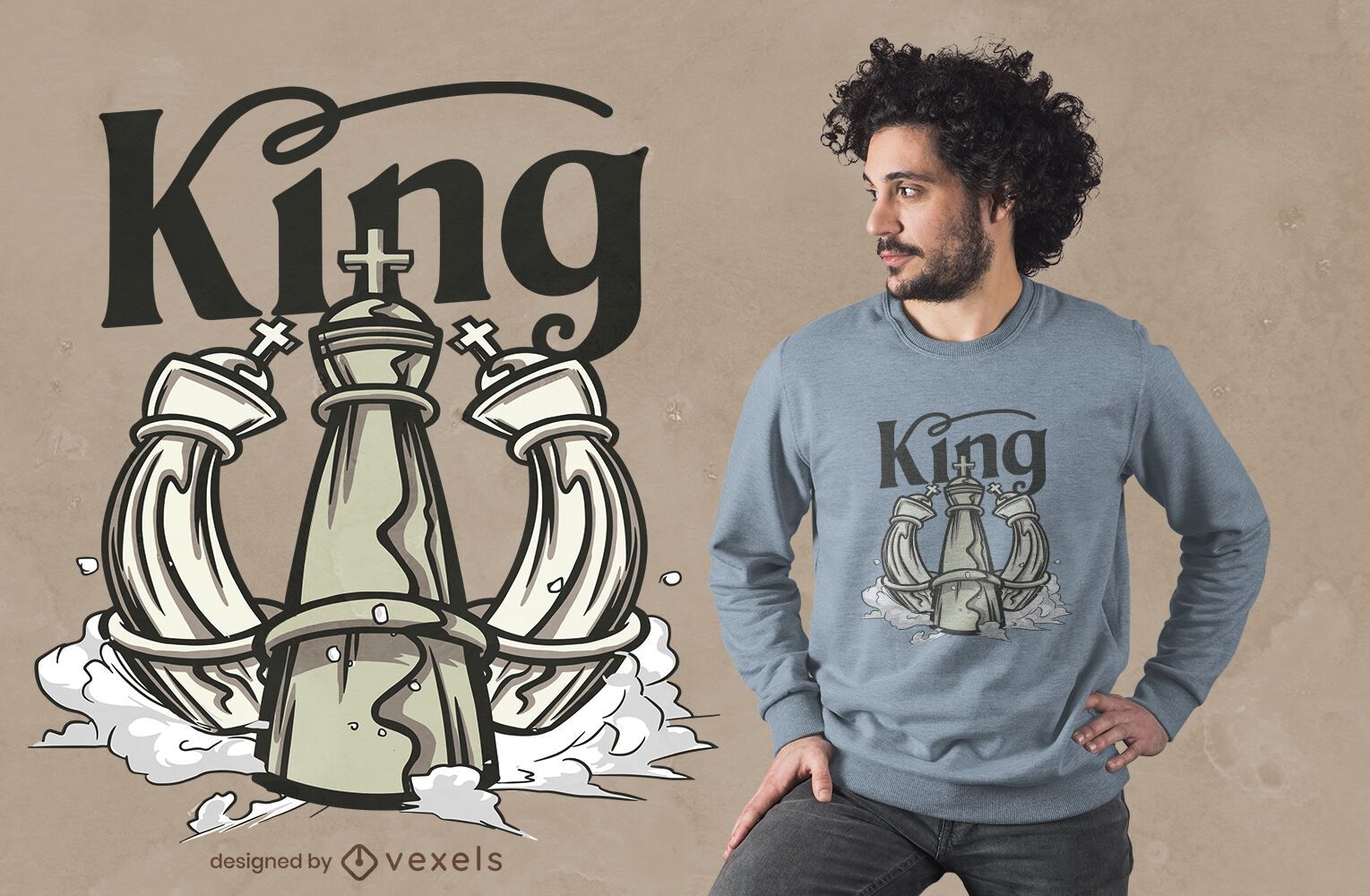 Diseño de camiseta de ajedrez rey
