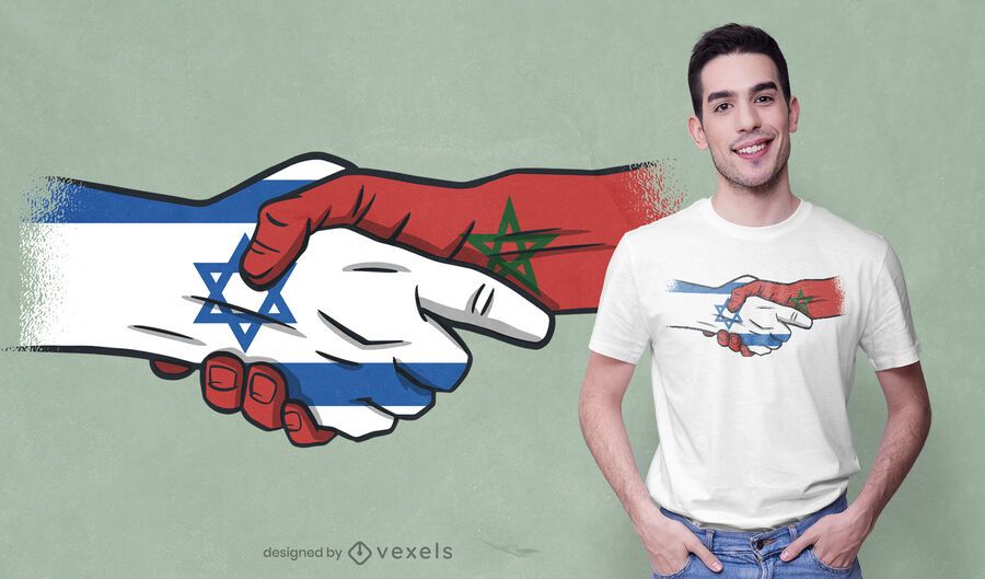 Diseño de camiseta de apretón de manos de Israel de Marruecos Diseño de camiseta de apretón de manos de Israel de Marruecos
