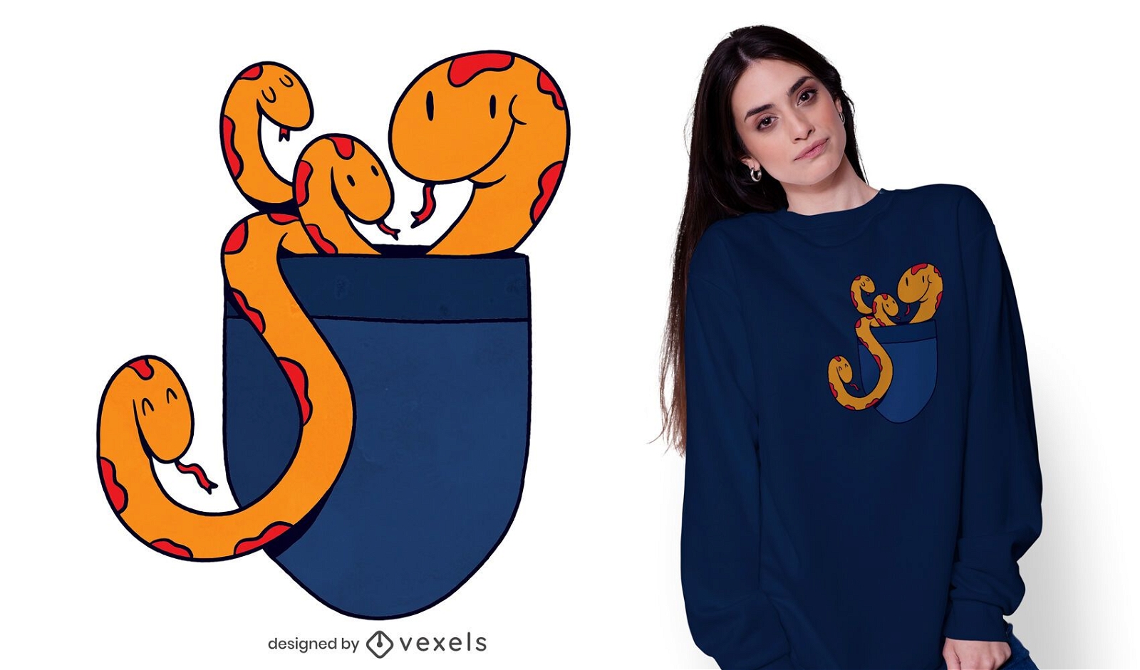Diseño de camiseta con bolsillo de serpiente