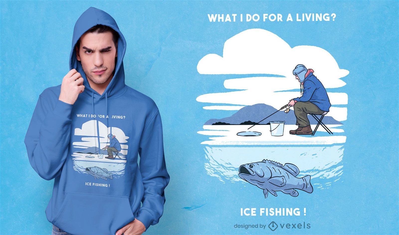 Dise?o de camiseta de pesca en hielo.