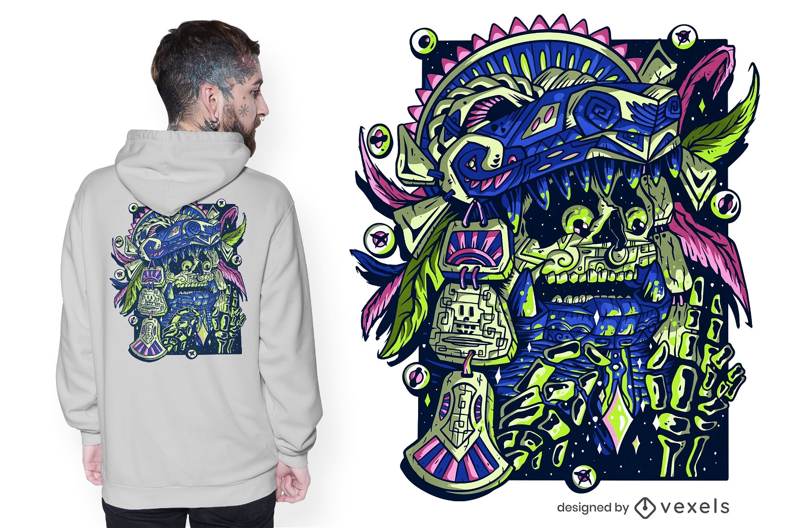 Design de camiseta do guerreiro asteca
