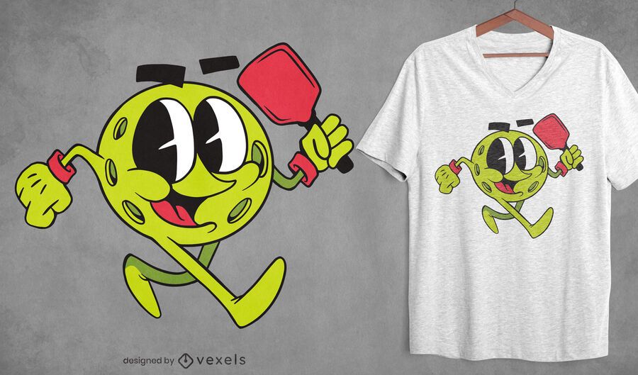 Diseño de camiseta de dibujos animados de Pickeball Diseño de camiseta de dibujos animados de Pickeball