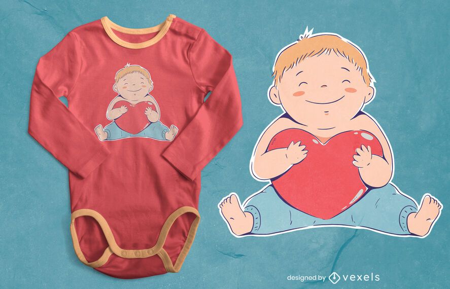 Design de camiseta com coração de bebê Design de camiseta com coração de bebê