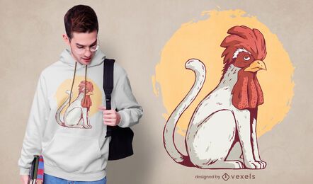 Cat rooster t-shirt design Cat rooster t-shirt design