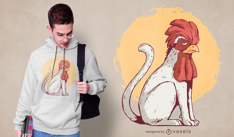 Diseño de camiseta gato gallo Diseño de camiseta gato gallo