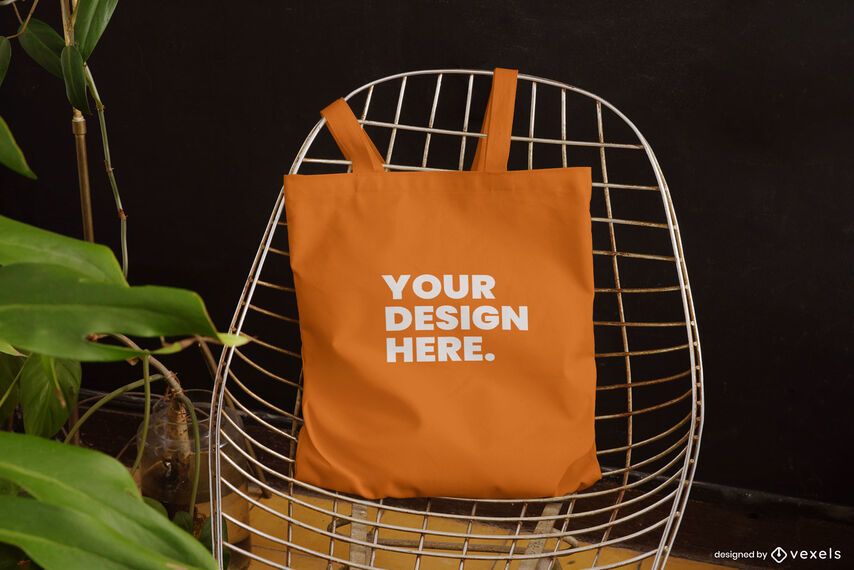 Tote bag chair mockup design Tote bag chair mockup design