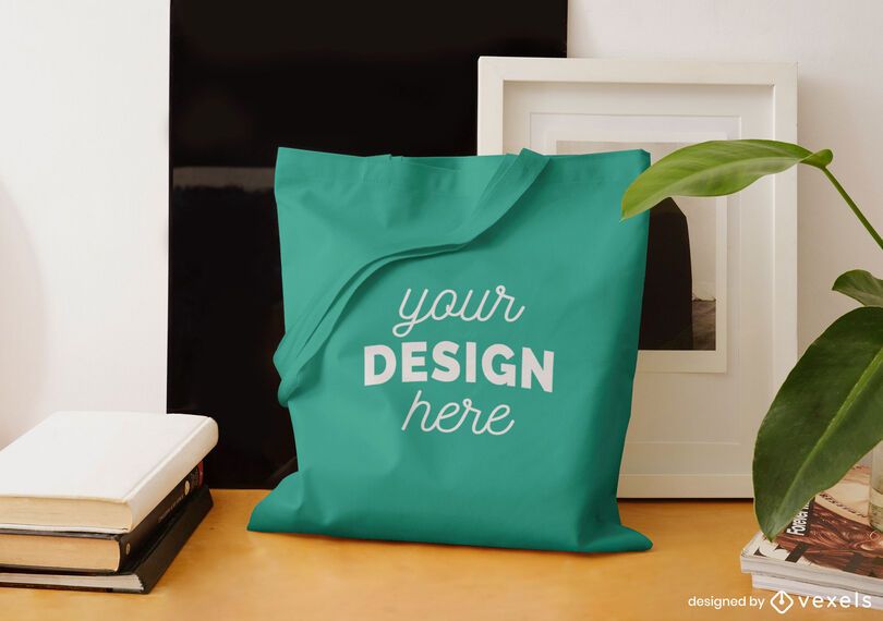 Tote bag desk mockup design Tote bag desk mockup design