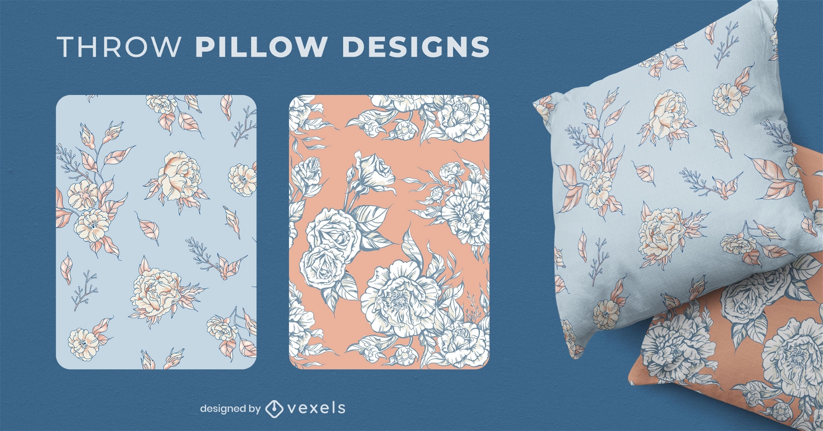 Flowers throw pillow set