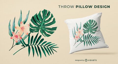 Tropical leaves throw pillow design Tropical leaves throw pillow design