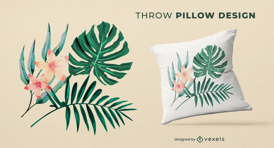 Design de almofada de folhas tropicais Design de almofada de folhas tropicais