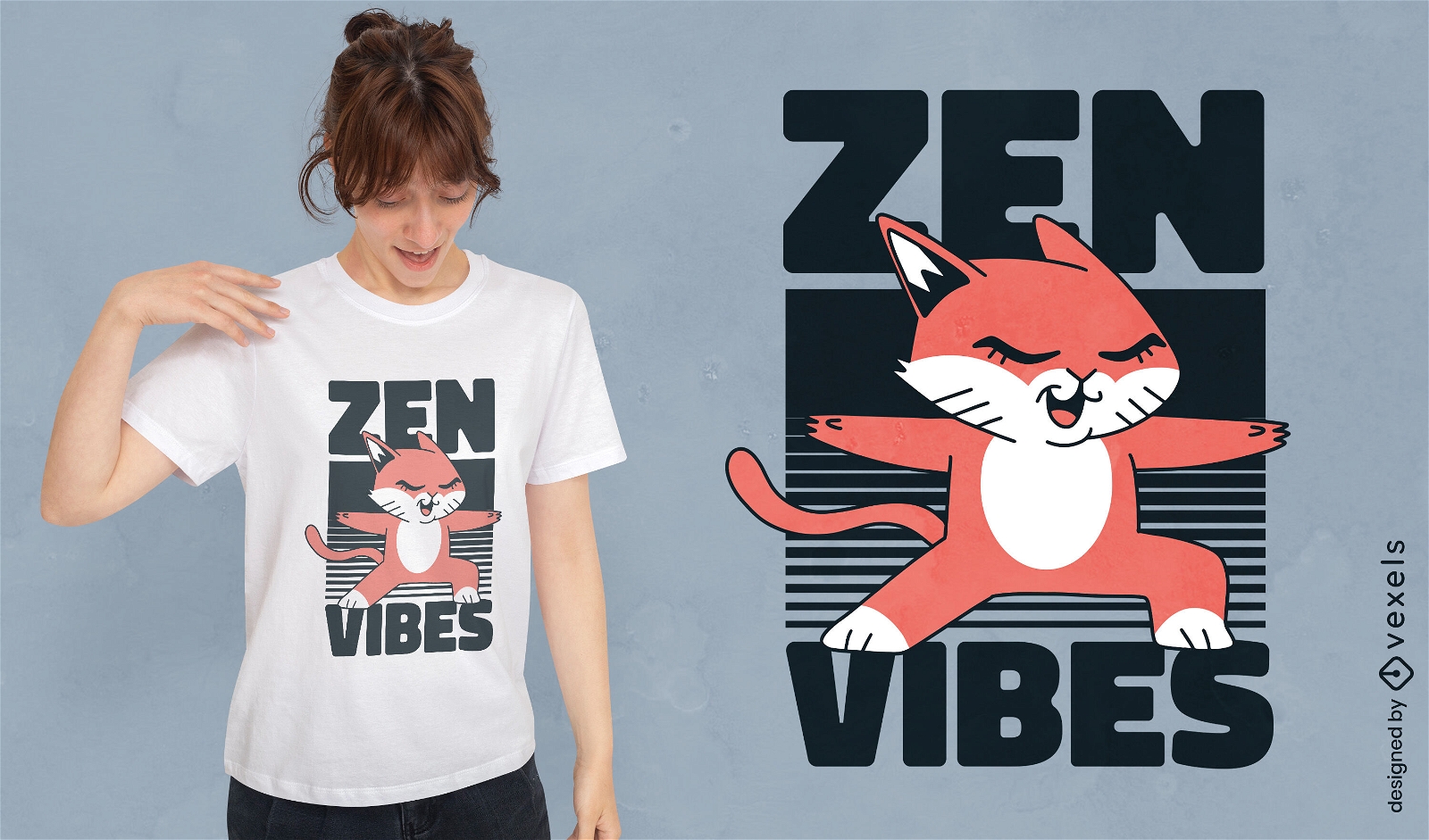 Design de camiseta de gato zen