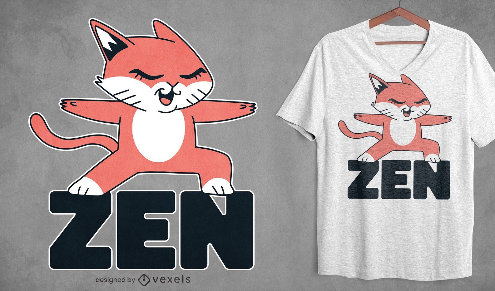Design de t-shirt de gato zen