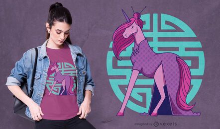 Diseño de camiseta de unicornio Cheongsam Diseño de camiseta de unicornio Cheongsam