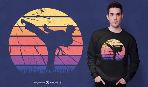 Retro Vintage Muay Thai Kickboxing Silhouette Martial Art T-Shirt