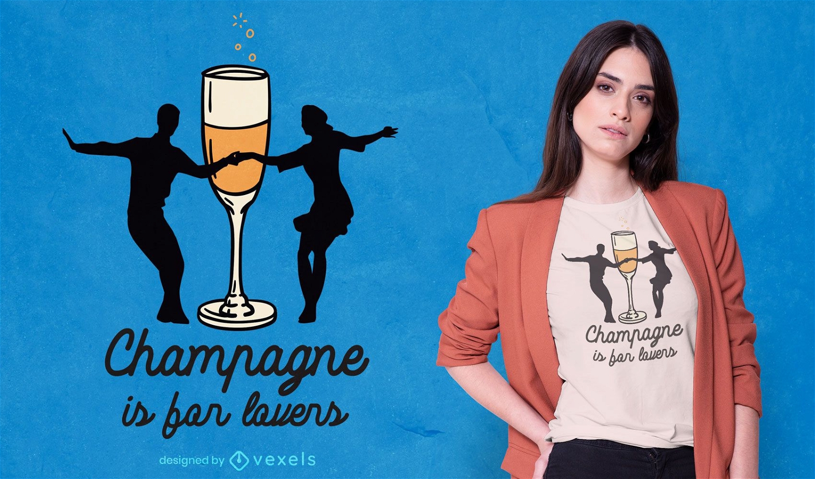 Design de camisetas para amantes de champanhe