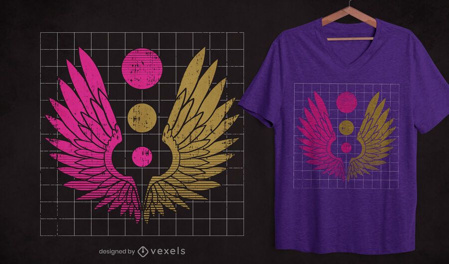 Grunge Wings T-shirt Design - Vector Download