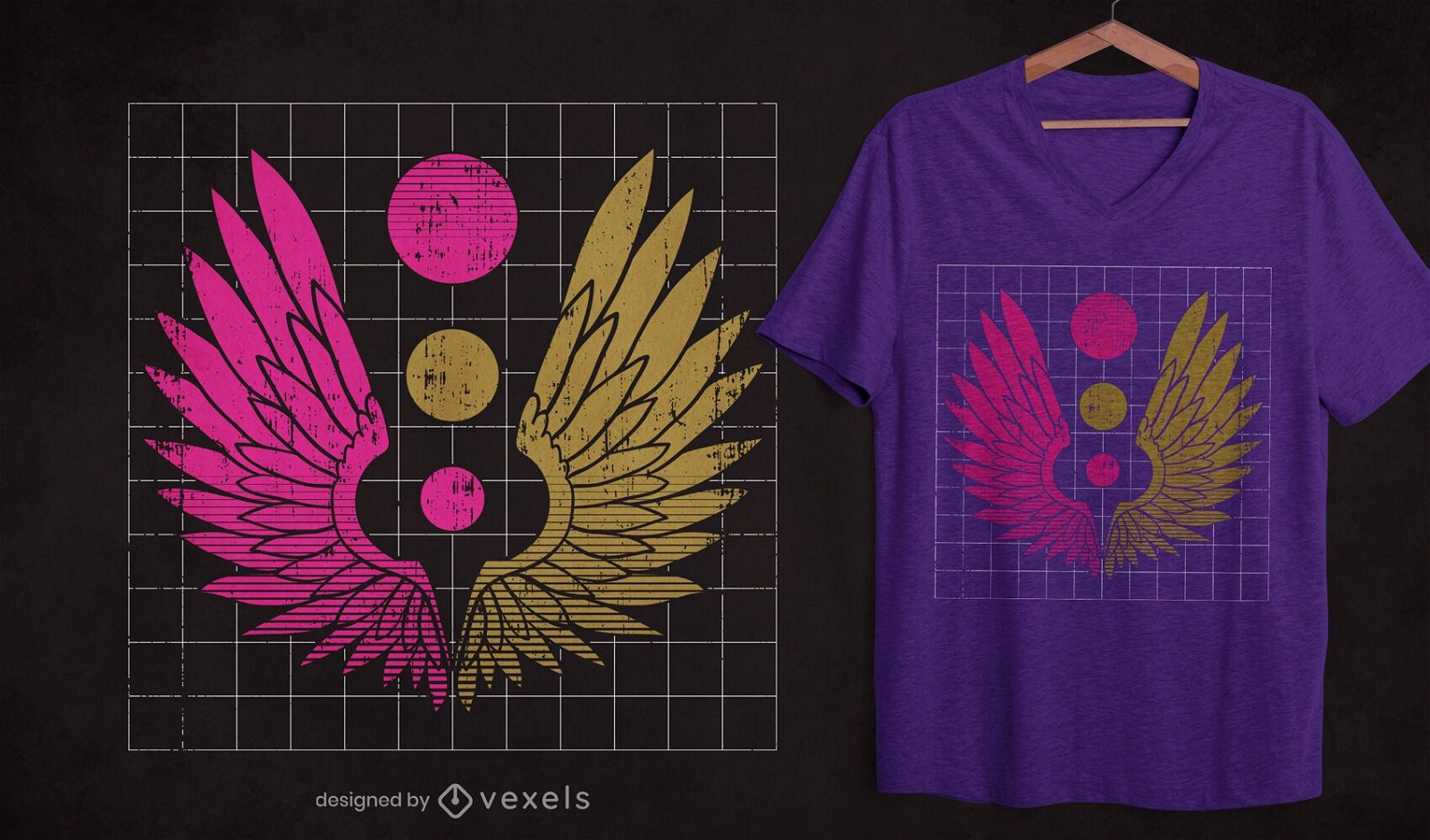 Design de t-shirt grunge wings