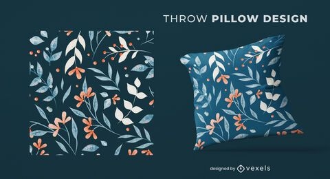 Floral twigs throw pillow design