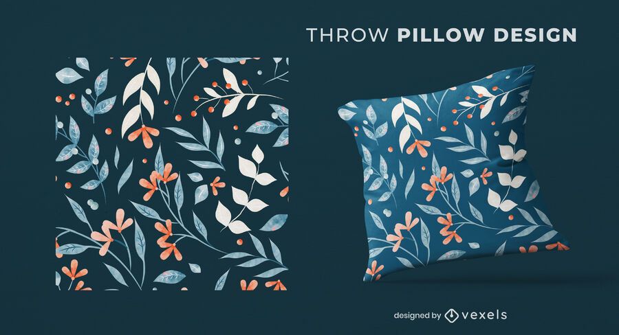 Diseño de almohada de tiro de ramitas florales Diseño de almohada de tiro de ramitas florales
