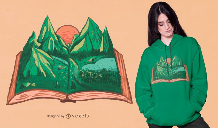 Diseño de camiseta de libro de naturaleza. Diseño de camiseta de libro de naturaleza.