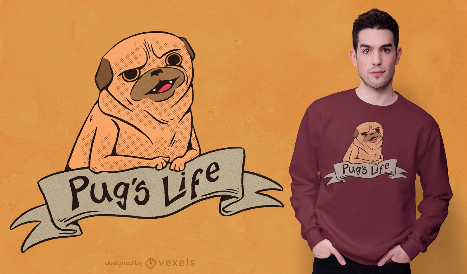 Design de camisetas da vida do Pug