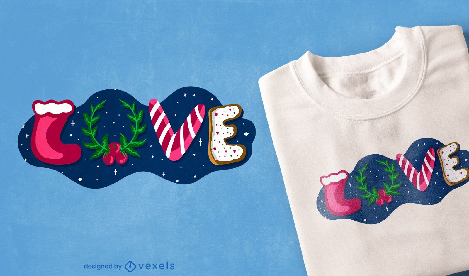 Amo o design de camisetas de natal