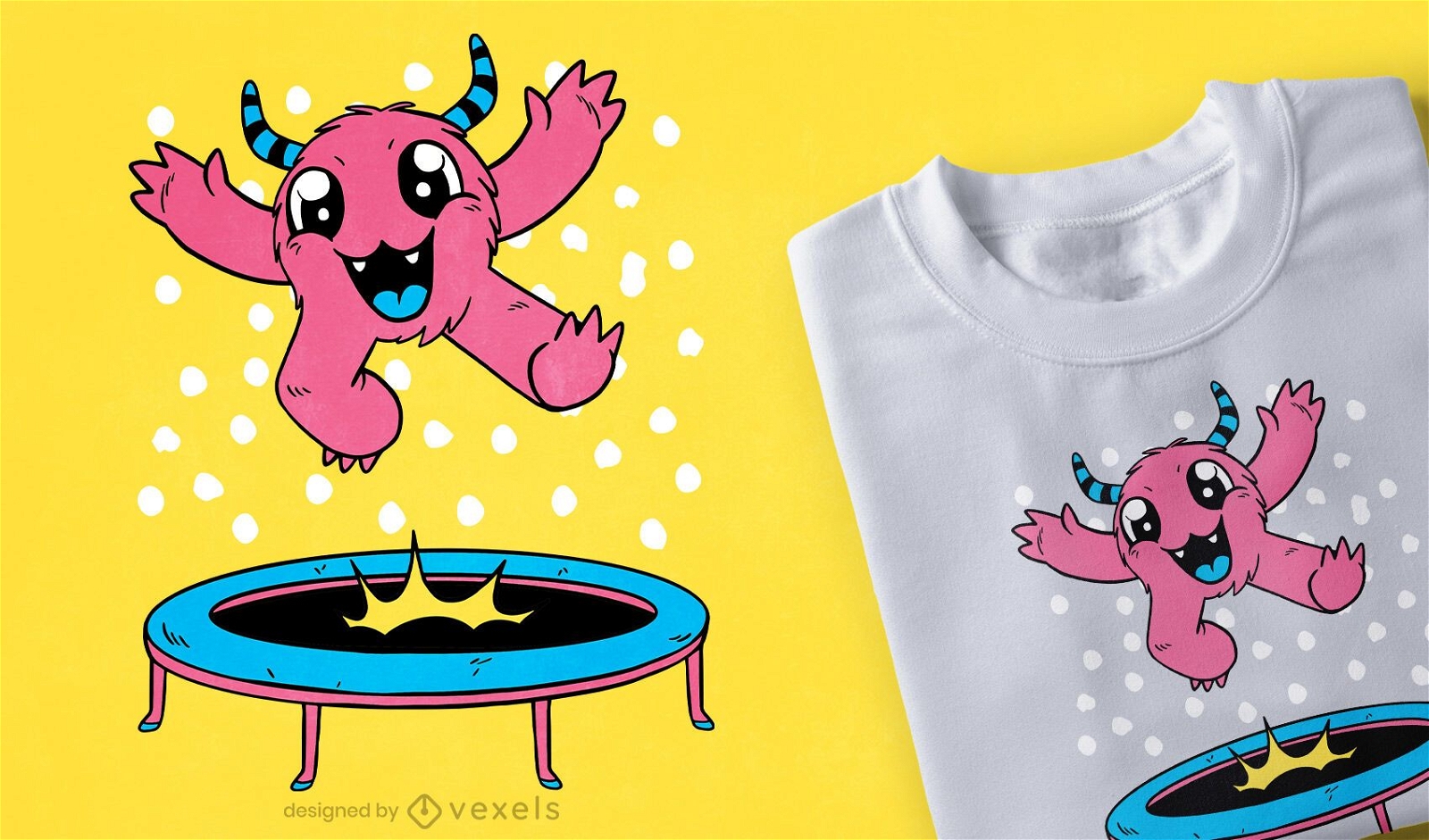 Design de camiseta de trampolim monstro