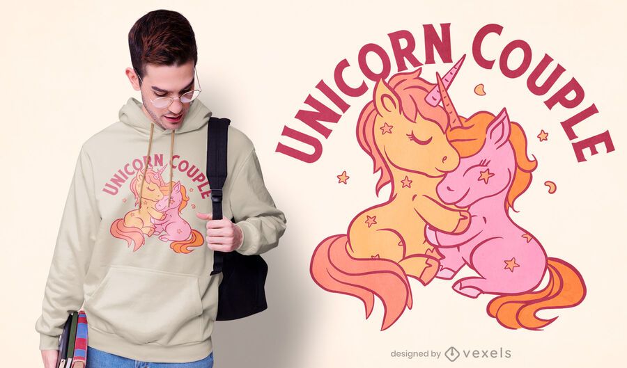 Diseño de camiseta de pareja de unicornio. Diseño de camiseta de pareja de unicornio.