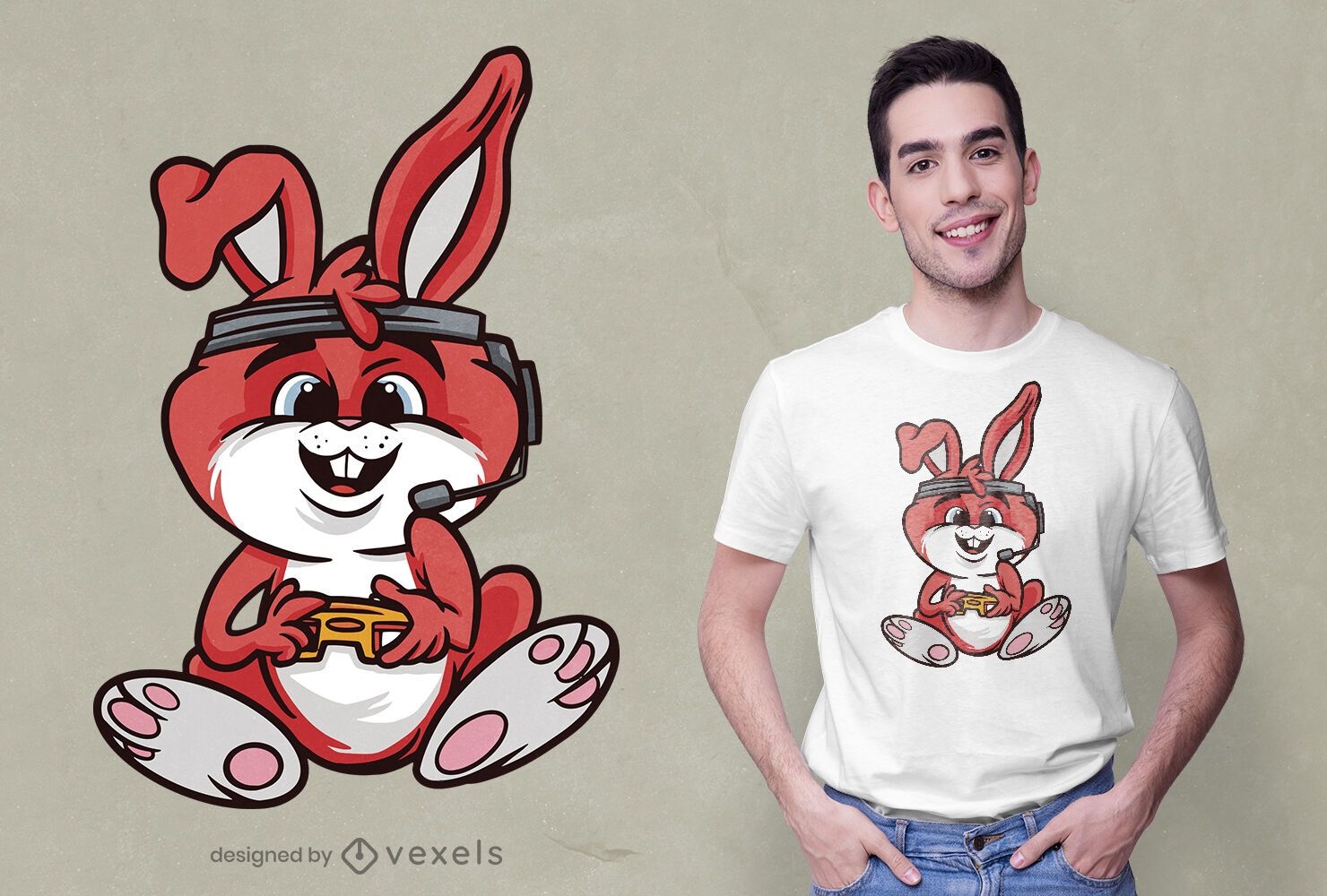 Design de camiseta de coelho para jogos