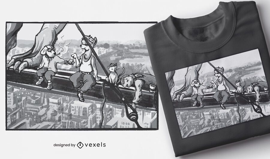 Diseño de camiseta de animales de construcción. Diseño de camiseta de animales de construcción.