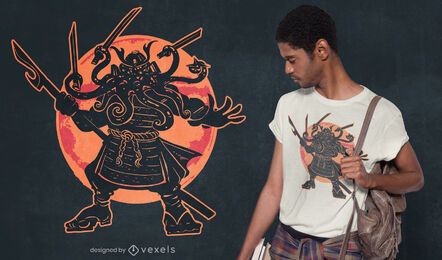Diseño de camiseta Cthulhu samurai