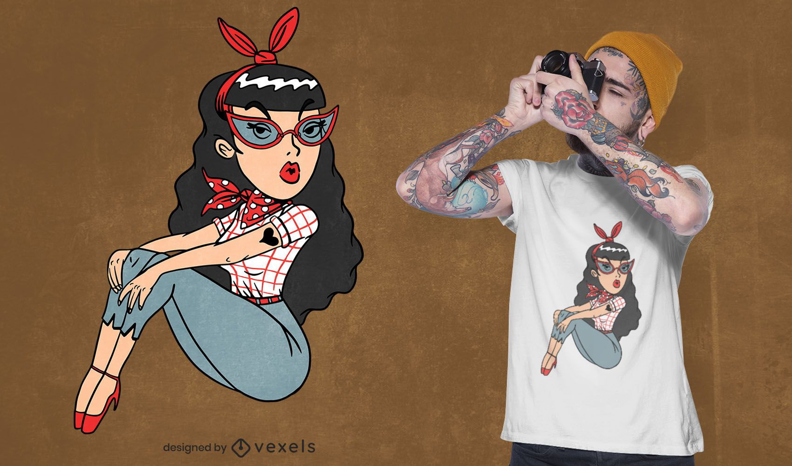 Diseño de camiseta rockabilly girl