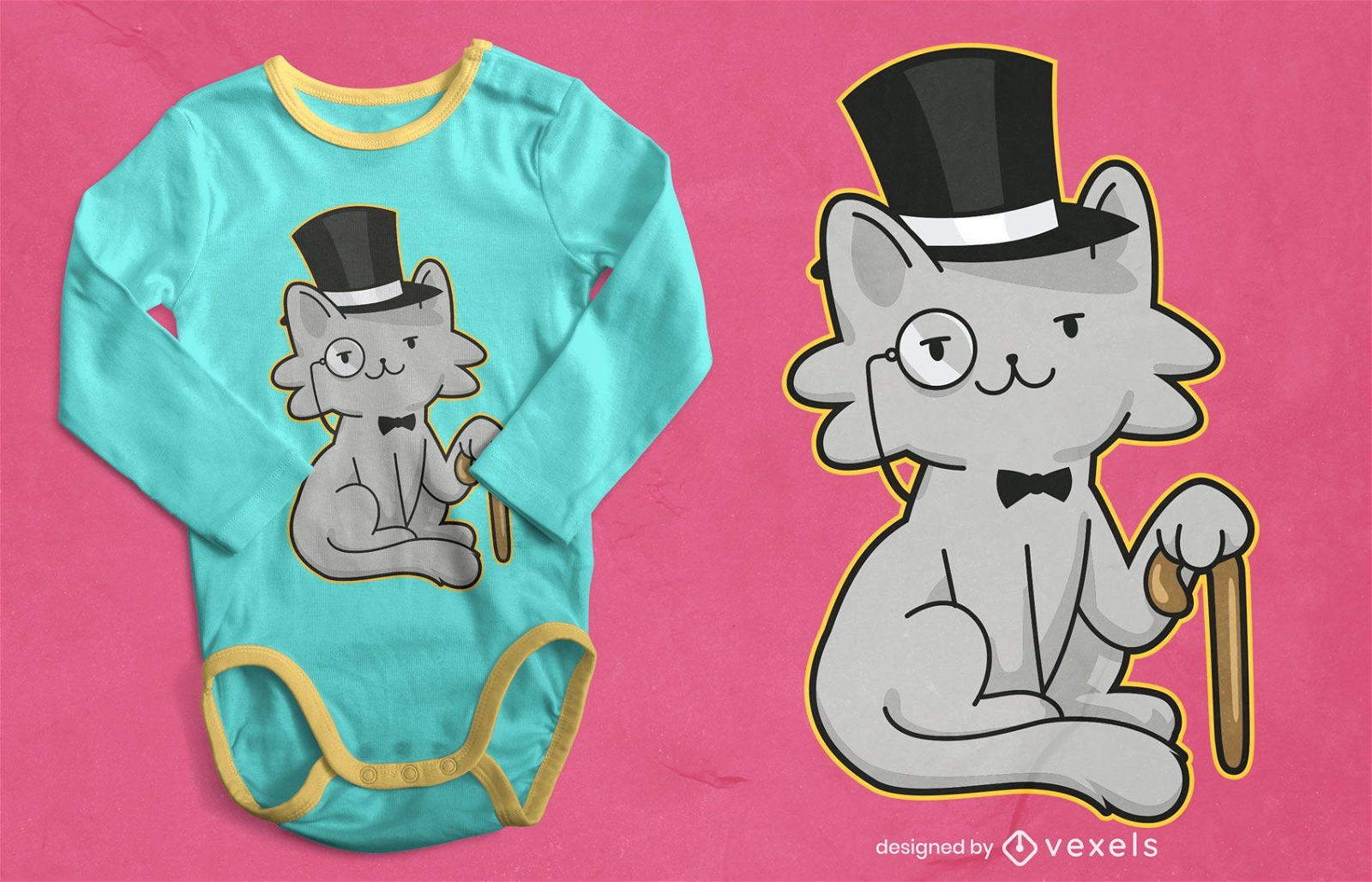 Design de t-shirt de gato cavalheiro