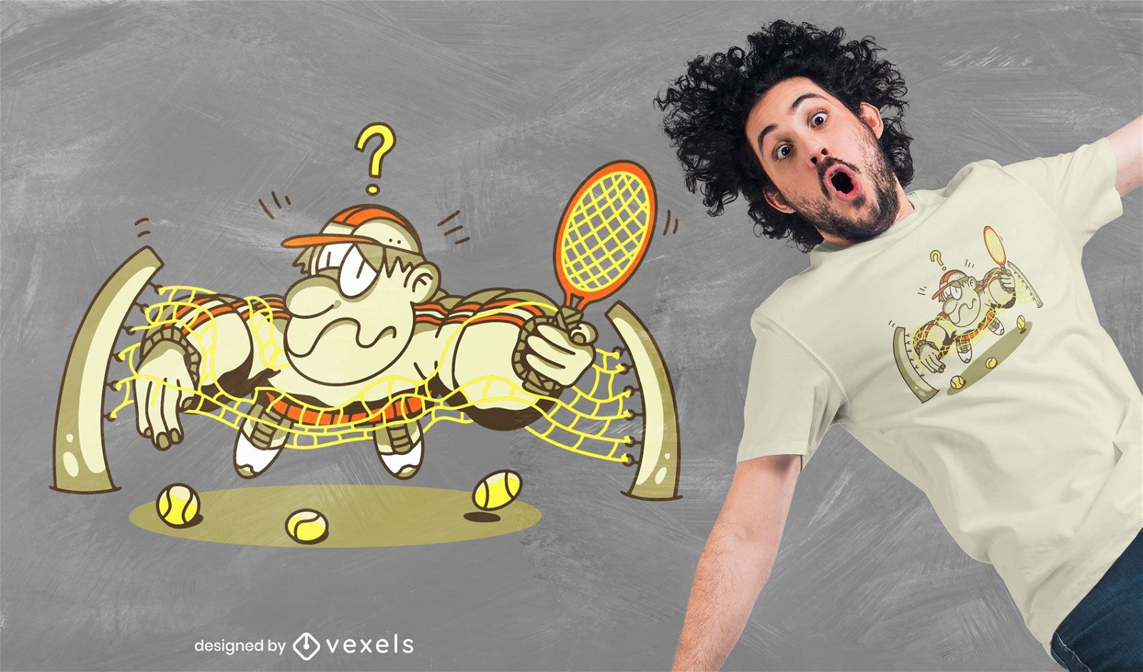 Verwirrtes Tennisspieler-T-Shirt Design