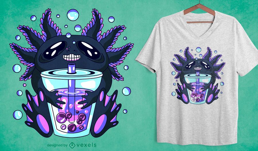 Axolotl bubble tea t-shirt design Axolotl bubble tea t-shirt design