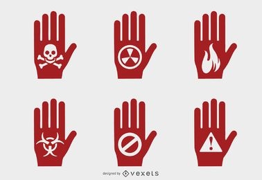 Símbolos de peligro para las manos