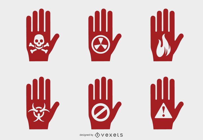 Hand hazard symbols Hand hazard symbols
