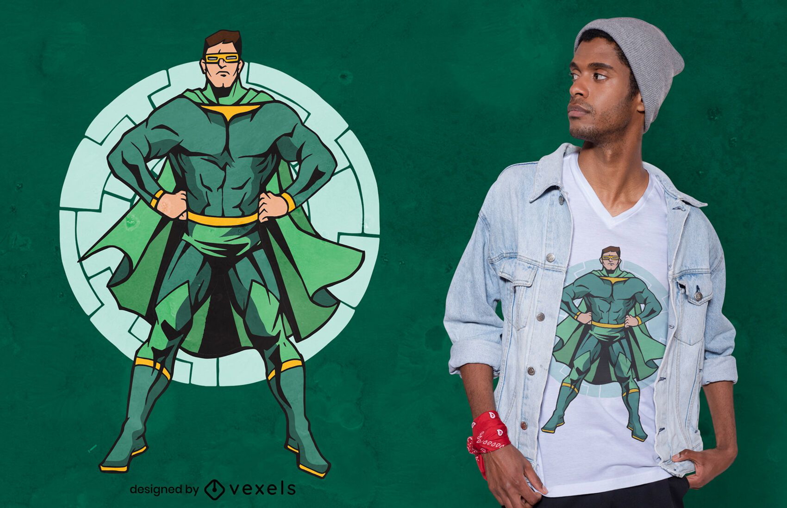Design de camiseta verde de super-herói