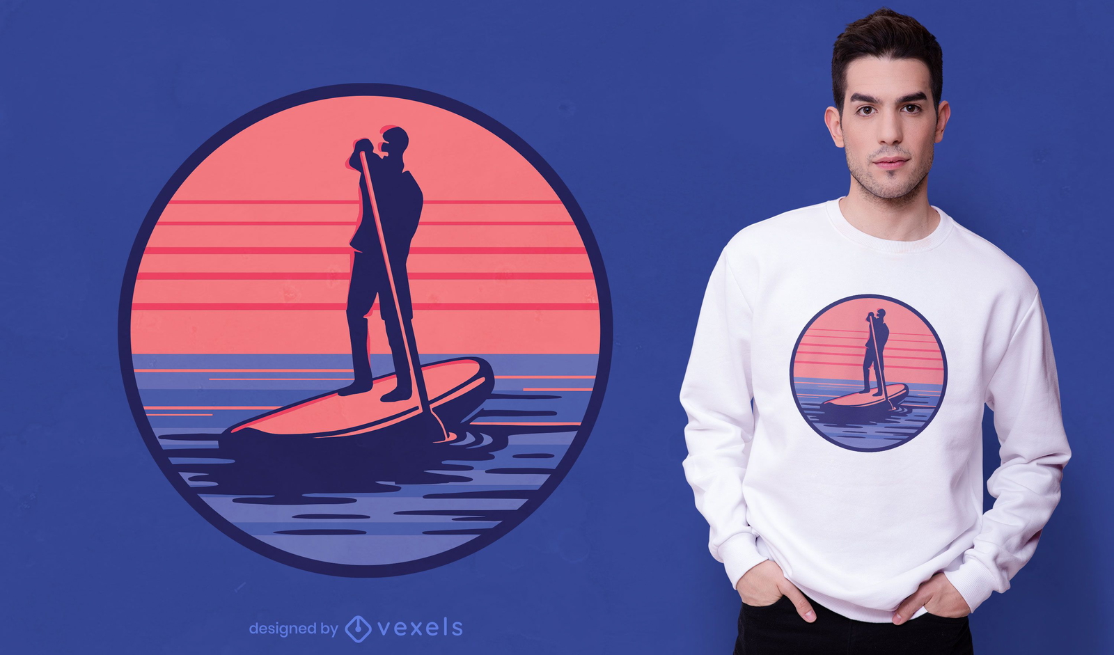 Diseño de camiseta de surf de remo.