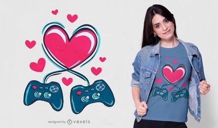 Design de camisetas de amor para jogos