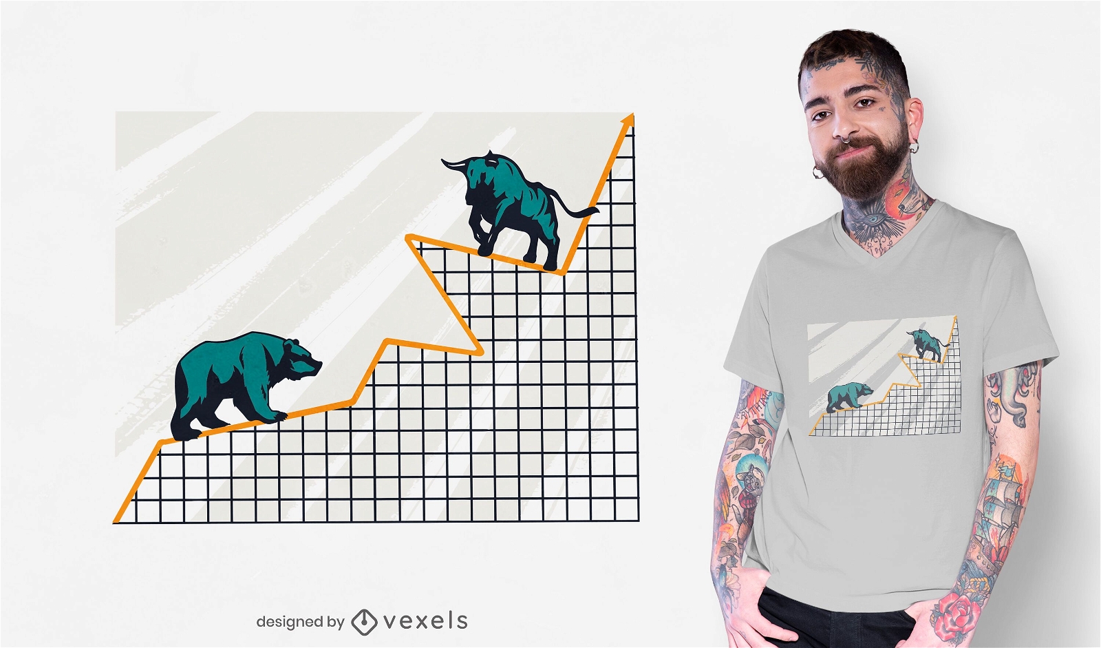 Design gráfico de camisetas do mercado de ações