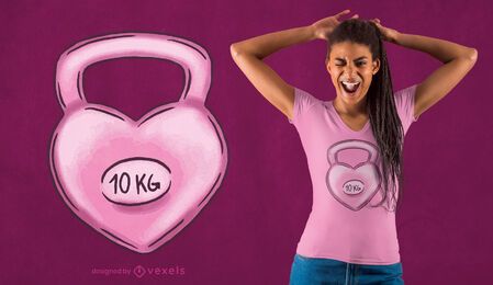 Design de camiseta com coração Kettlebell