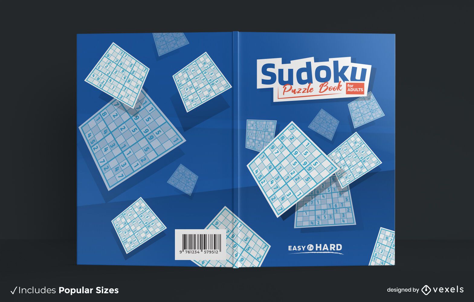 Design da capa do livro para adultos do quebra-cabeça Sudoku