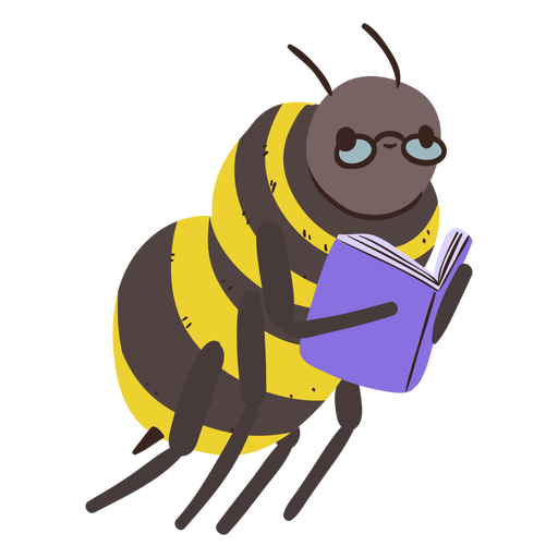 Bee studying character PNG Design