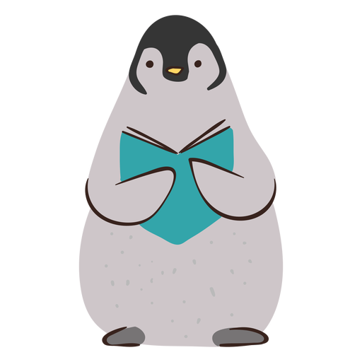 Lindo pingüino estudiando personaje Diseño PNG