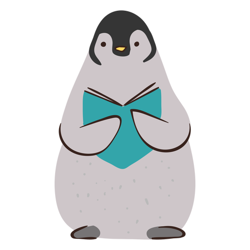 Pinguim fofo estudando personagem Desenho PNG